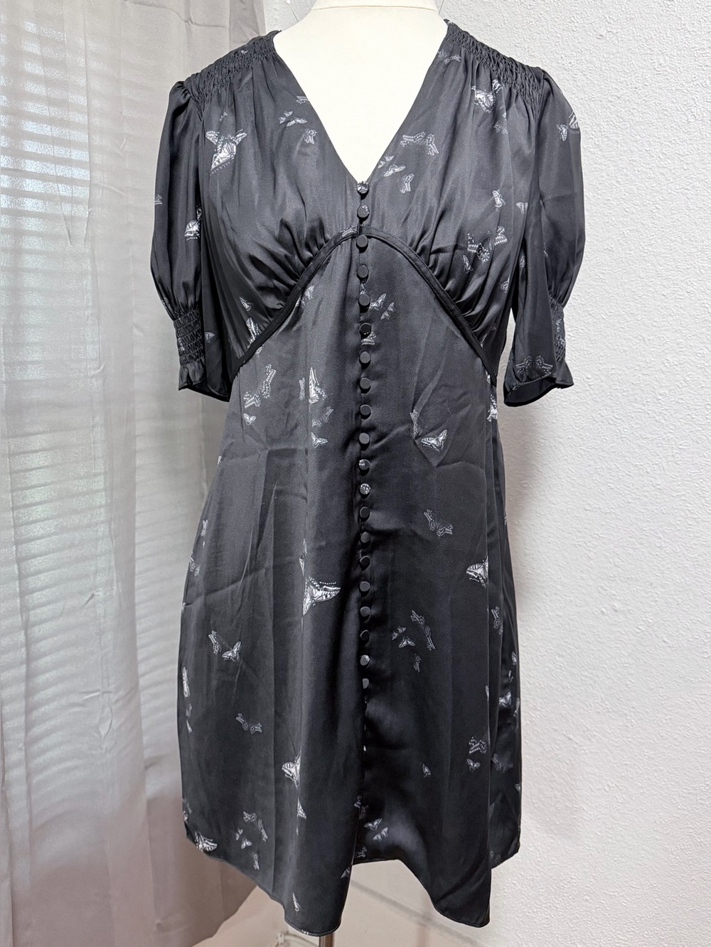 AllSaints | Butterfly Print Satin Mini Dress | US 12 - Picture 4 of 8